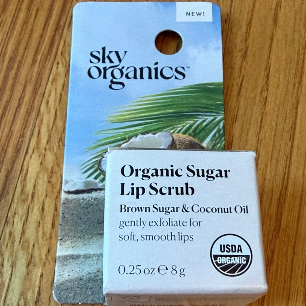 NIB Sky Organics Sugar Lip Scrub brown sugar & coconut oil soft smooth lips (3)